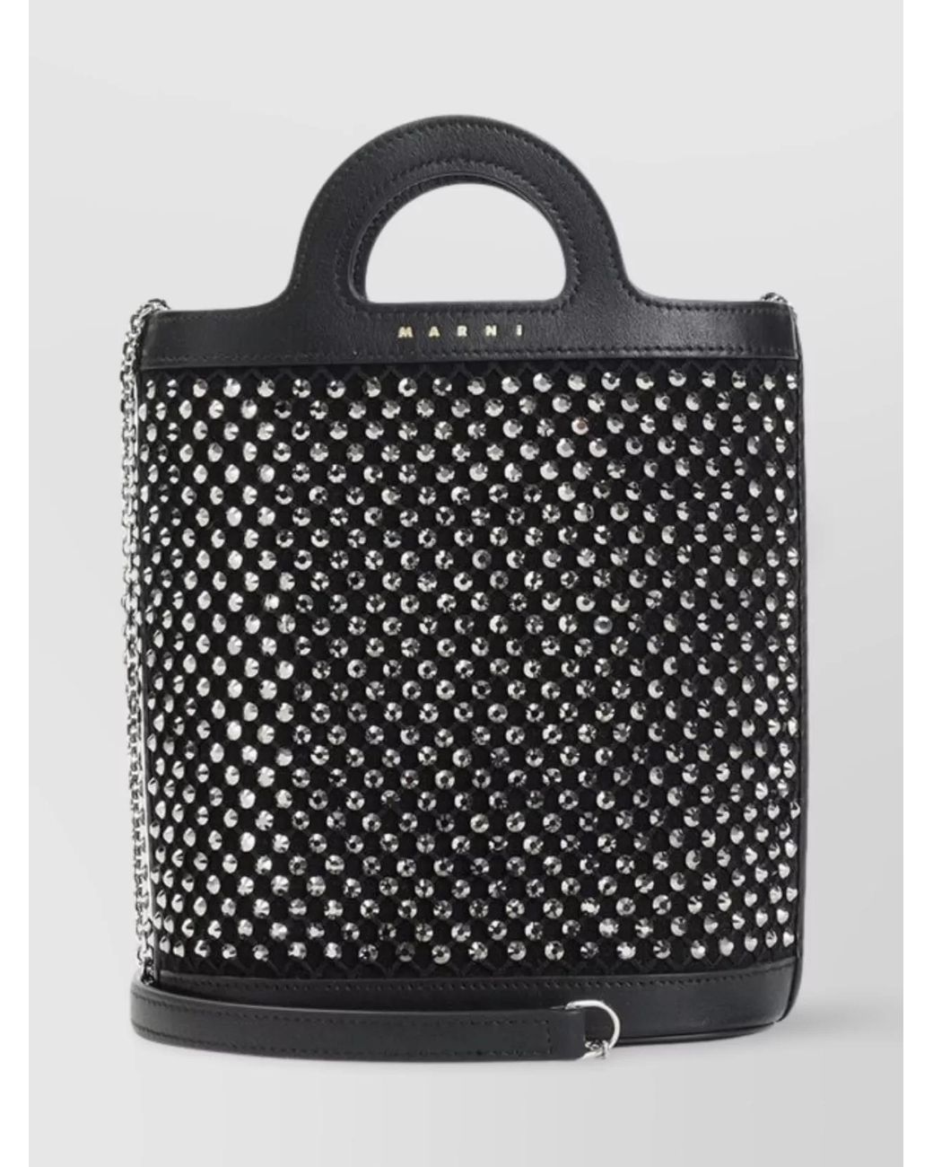 Marni Black Tropicalia Nano Embellished Mesh Bucket Bag