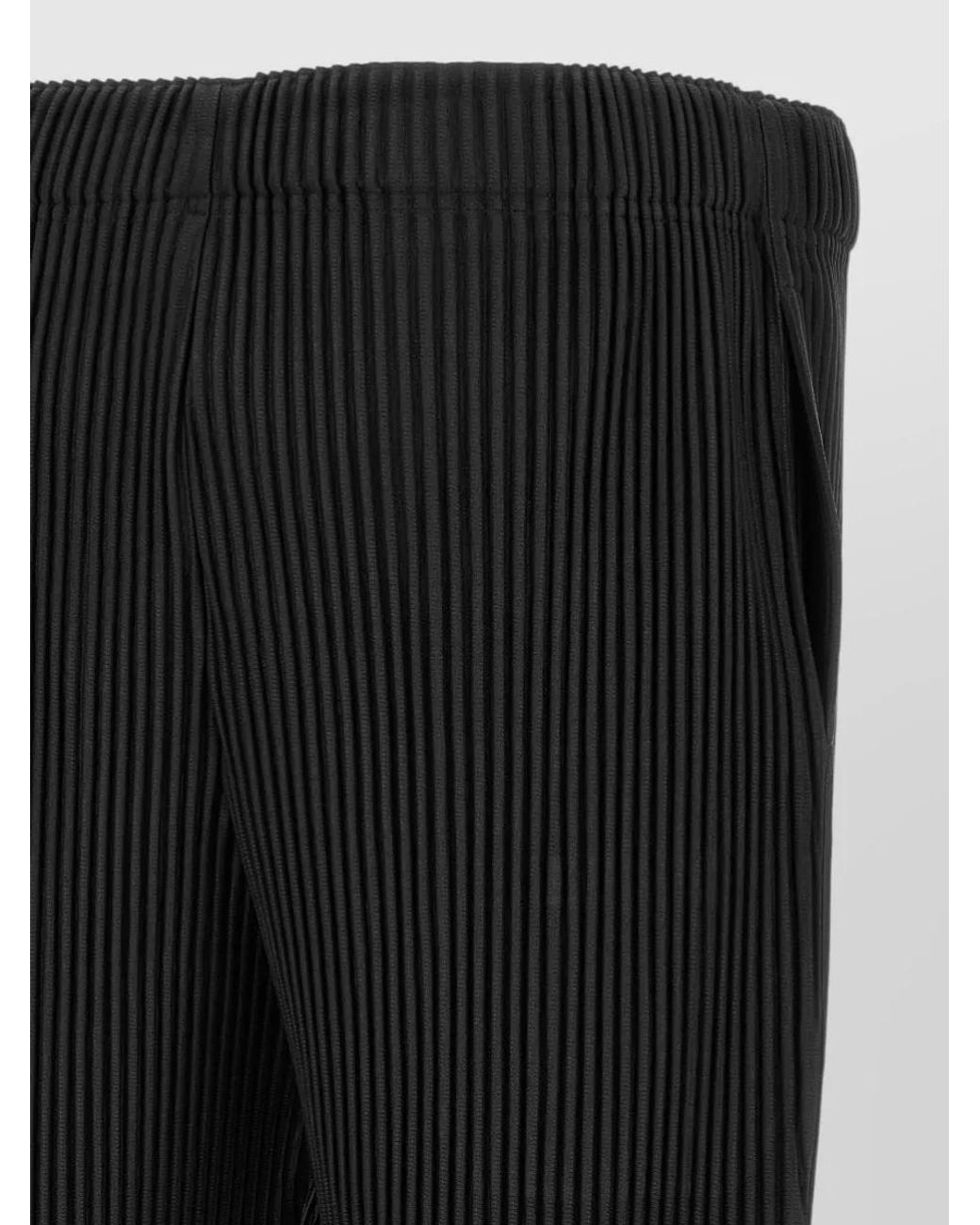 Homme Plissé Issey Miyake Black Pleated Tapered Cropped Trousers for men