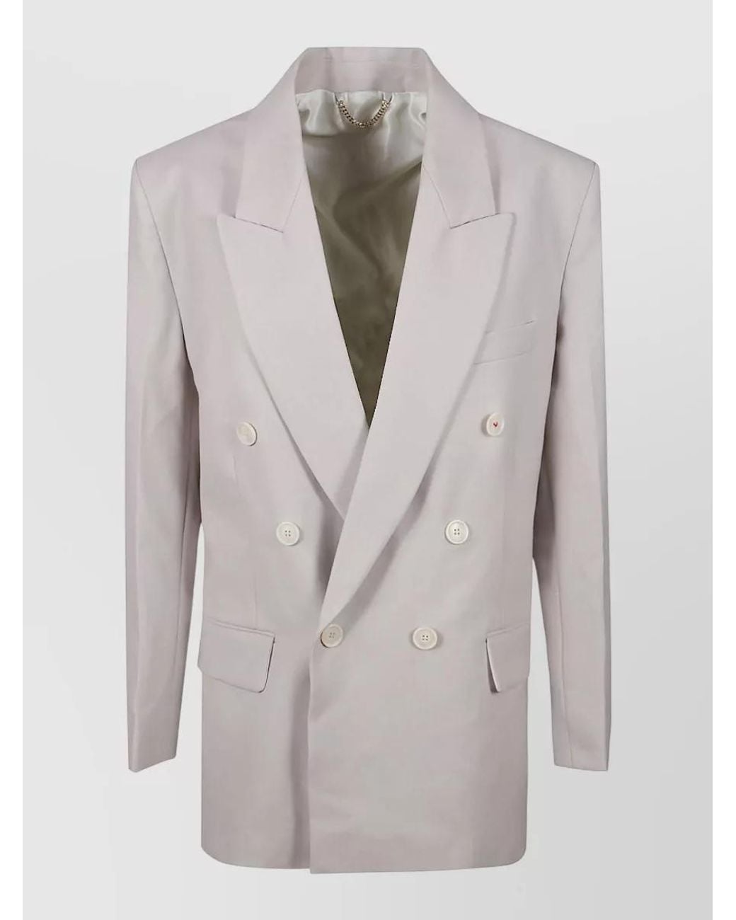 Victoria Beckham Gray Relaxed Double-Breasted Blazer