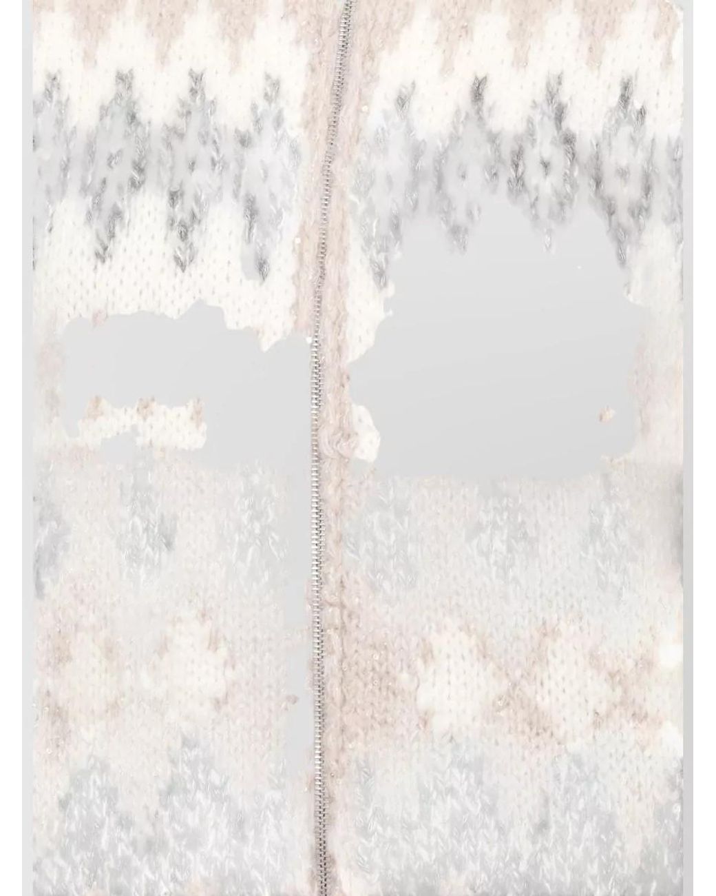 Peserico Gray Ribbed Sequined Sleeveless Cardigan