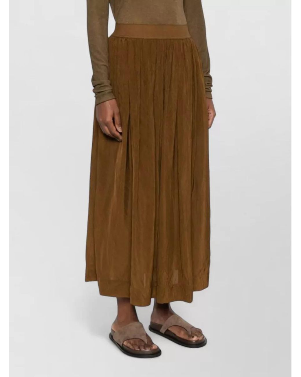 Uma Wang Natural High-Rise Pleated Midi Skirt