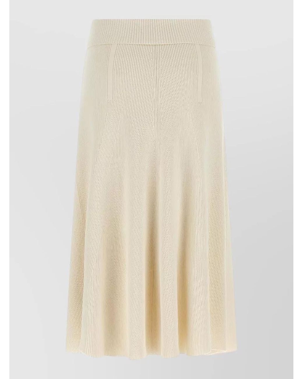 Zimmermann Natural Ribbed Midi A-Line Skirt