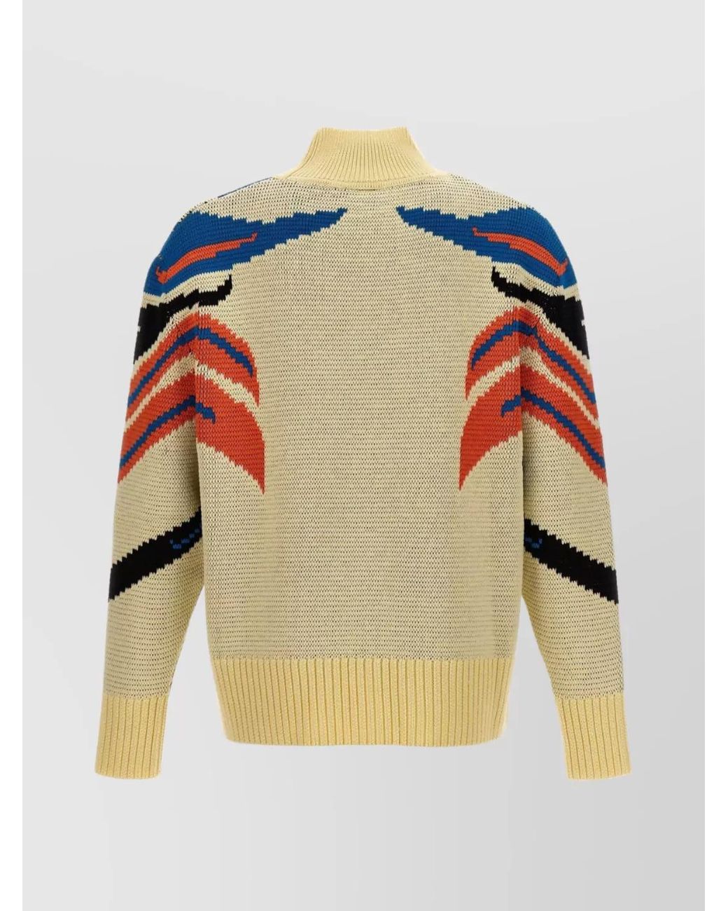 Bluemarble Blue Jacquard High Neck Wool Sweater for men