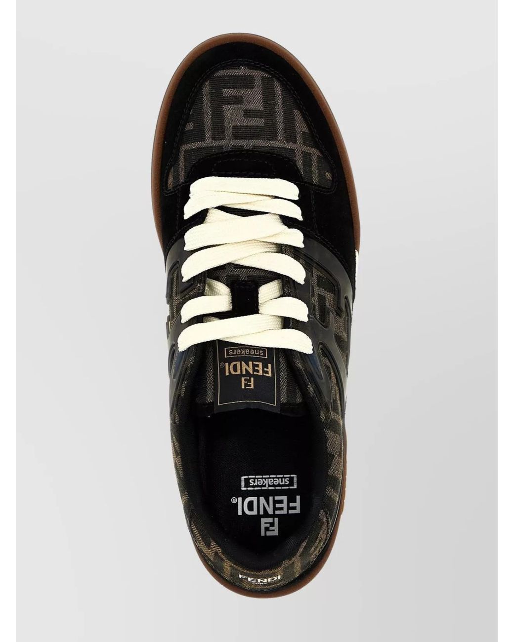 Fendi Black Jacquard Low-Top Sneakers for men