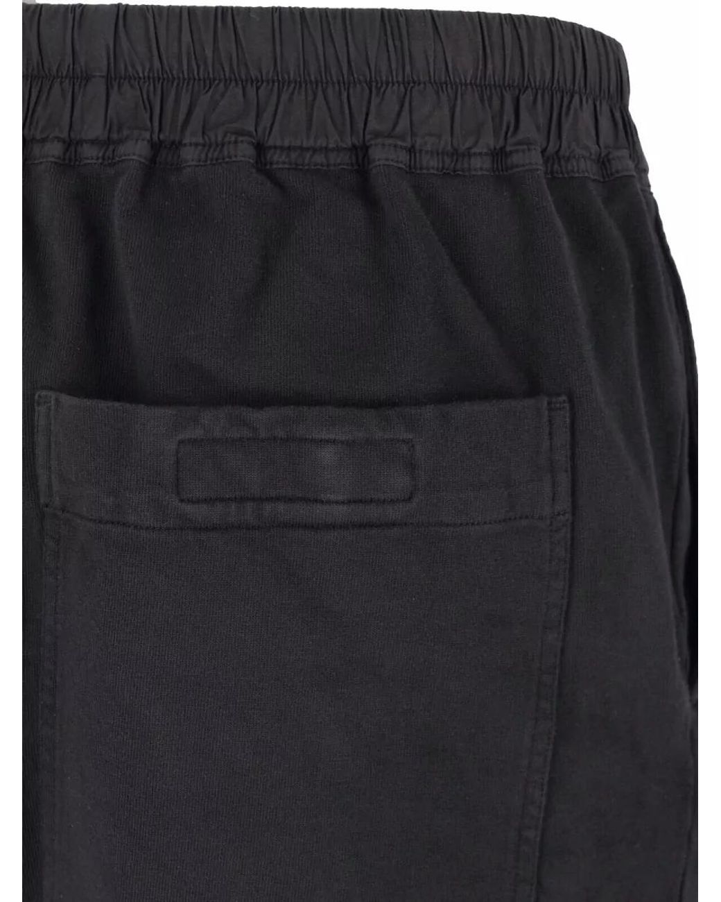 Rick Owens Black Cotton Straight Leg Drawstring Loose Trousers for men
