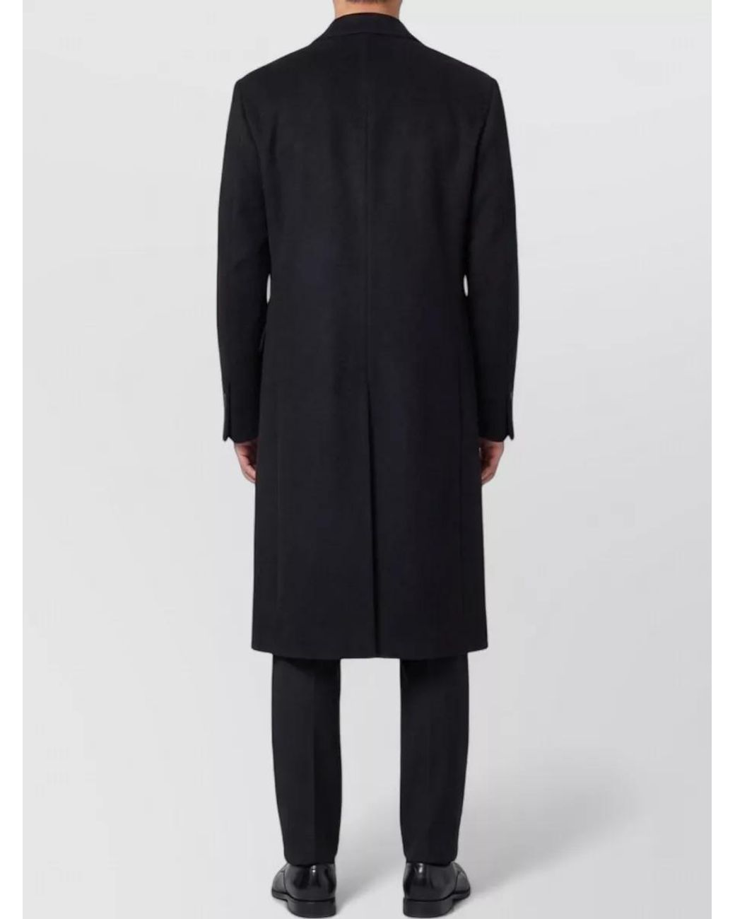 Lardini Black Virgin Wool Double-Breasted Coat for men