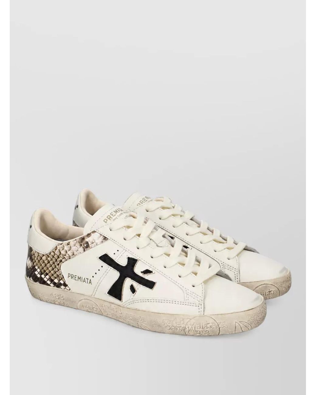 Premiata Natural Leather Lace-Up Sneakers