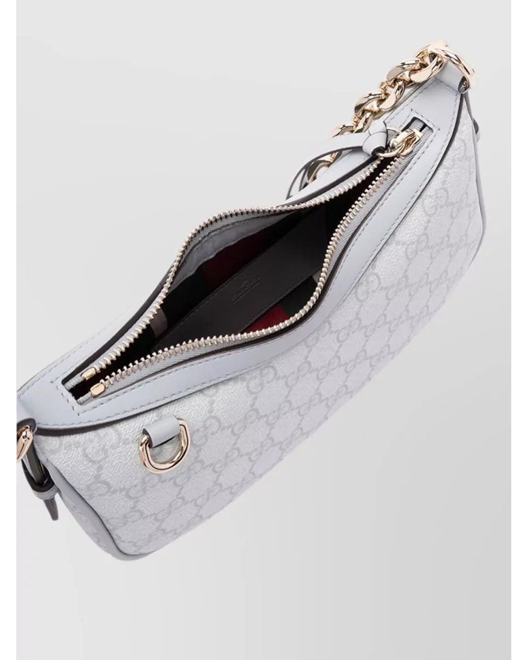 Gucci Gray Gg Enblem Small Fabric Shoulder Bag
