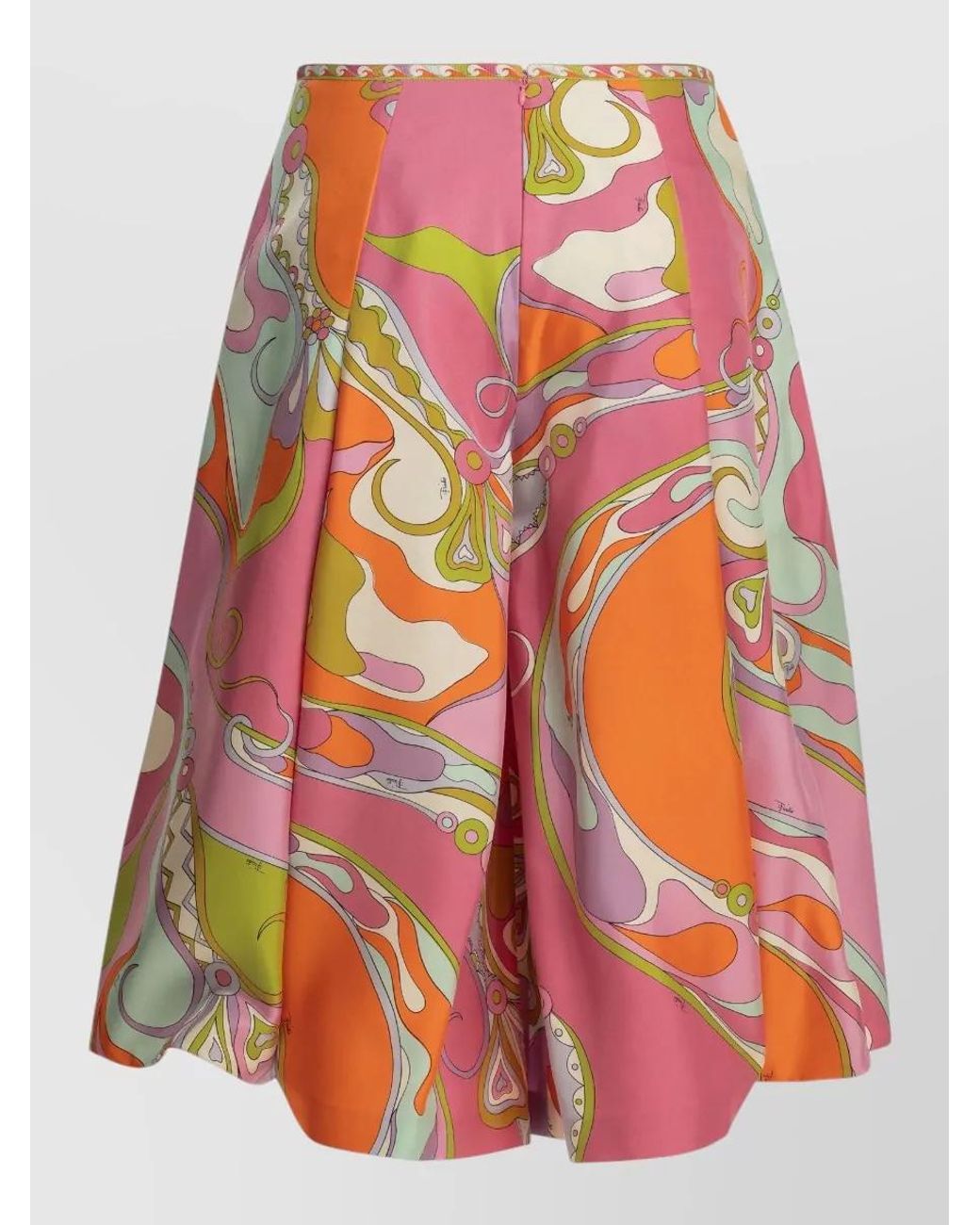 Emilio Pucci Red Silk A-Line Skirt