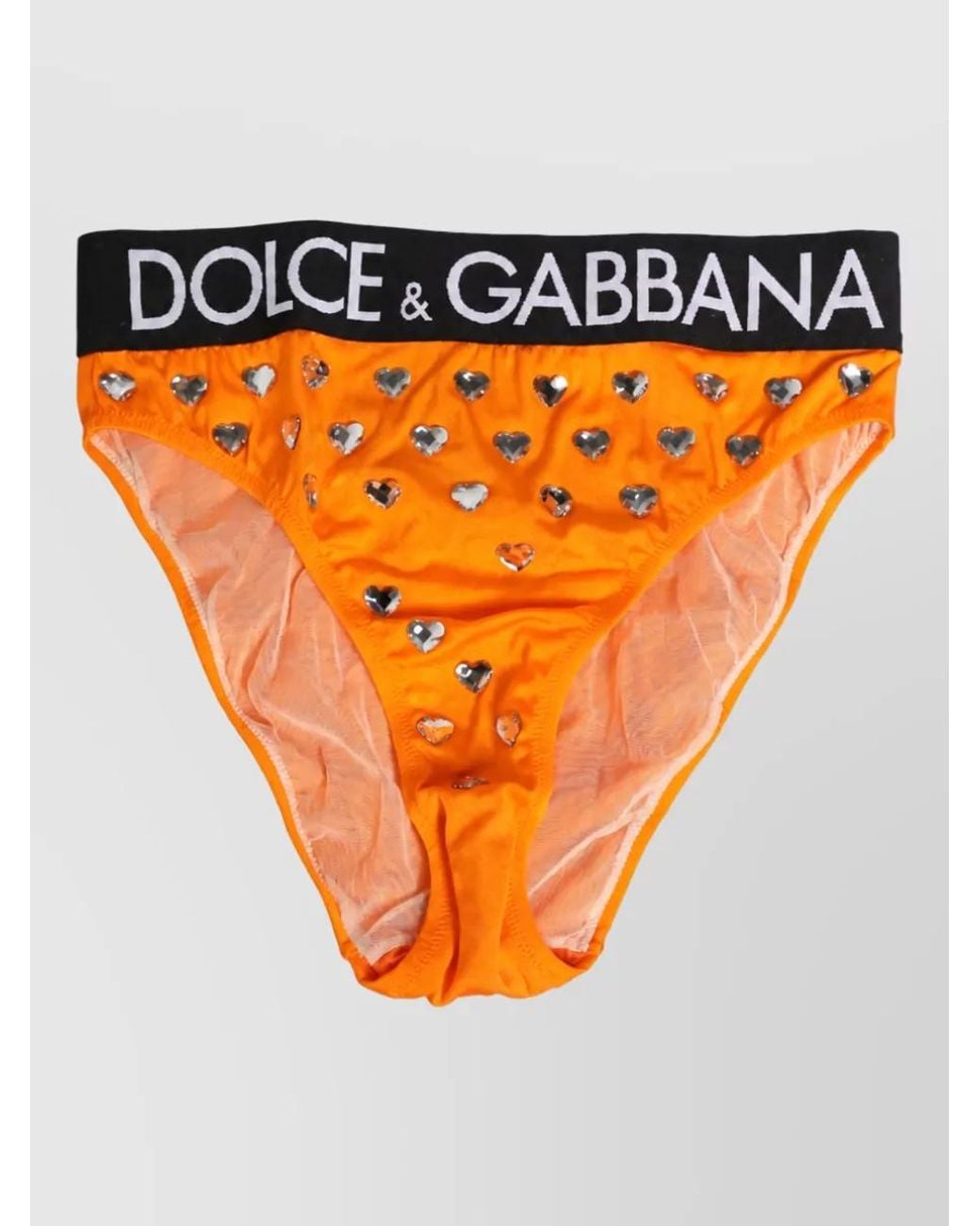Dolce & Gabbana Orange Crystal High-Waist Bikini Briefs