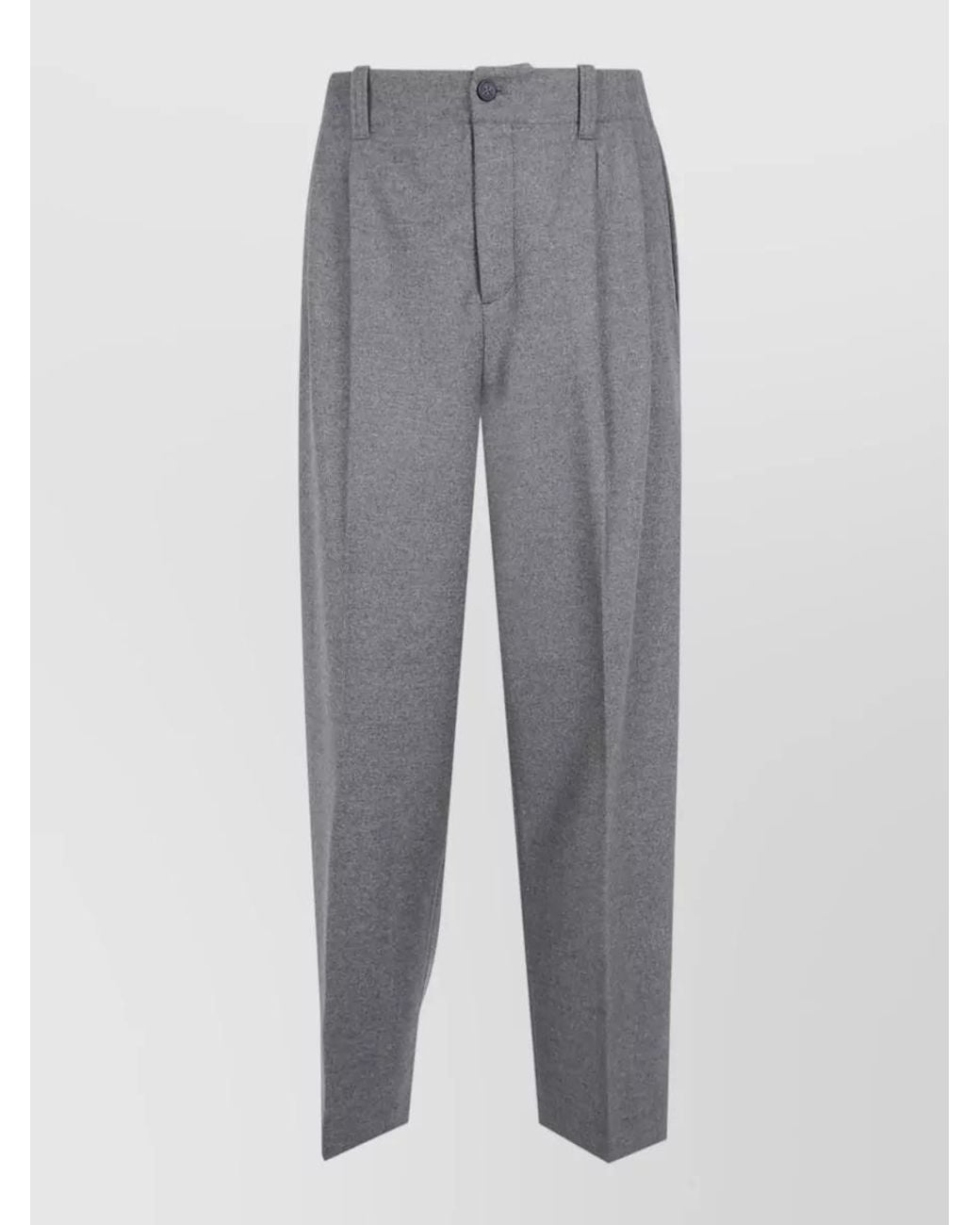 Golden Goose Deluxe Brand Gray Virgin Wool Loose-Fit Trousers for men