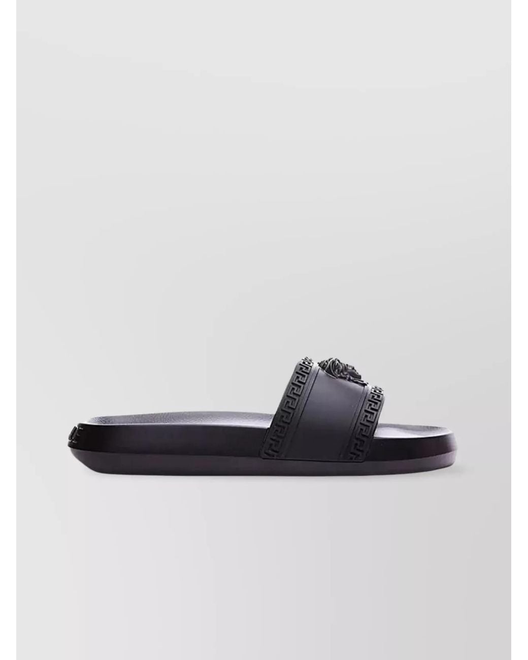 Versace Black Flat Sole Open Toe Sandals for men