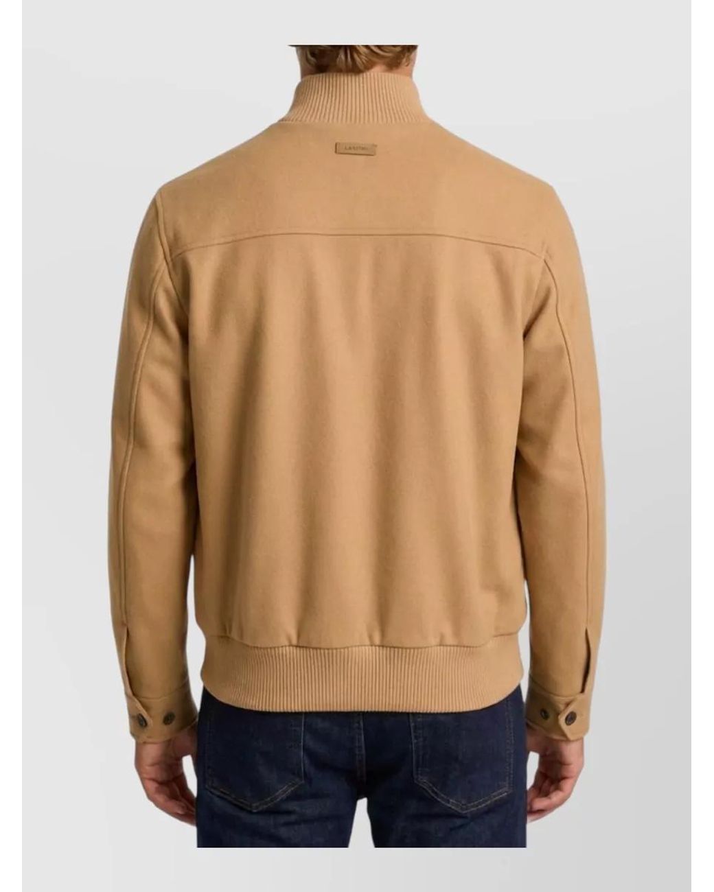 Lardini Blue Virgin Wool Ribbed-Collar Bomber Jacket for men