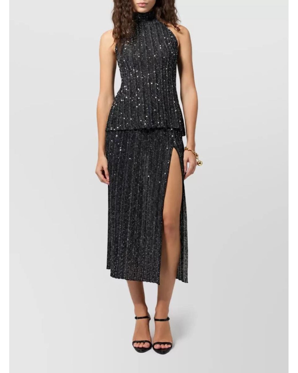 Missoni Black Striped Sequin Sleeveless Halterneck Top