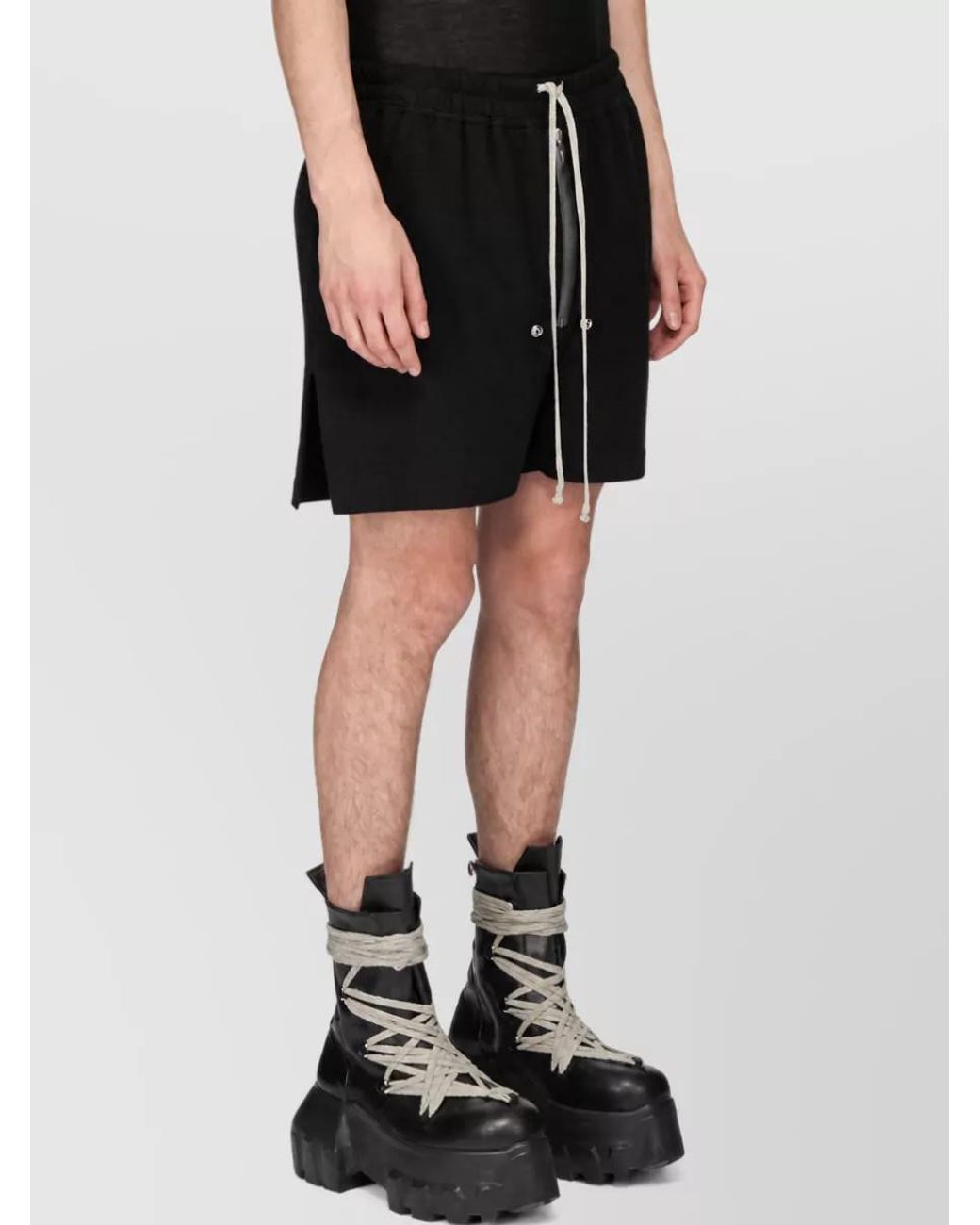 Rick Owens Black Cotton Wool Swim Shorts for men