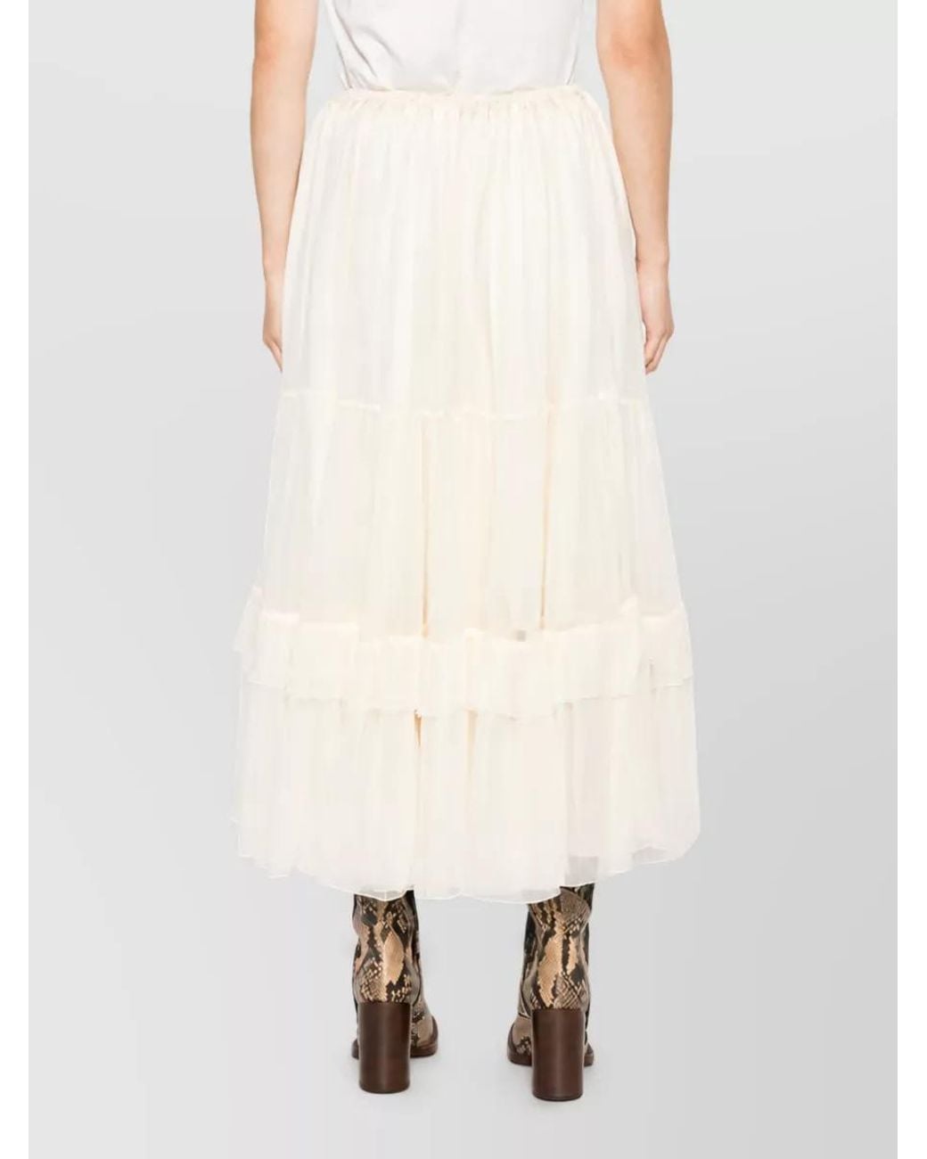 Chloé Blue Silk Pleated Tiered Maxi Skirt