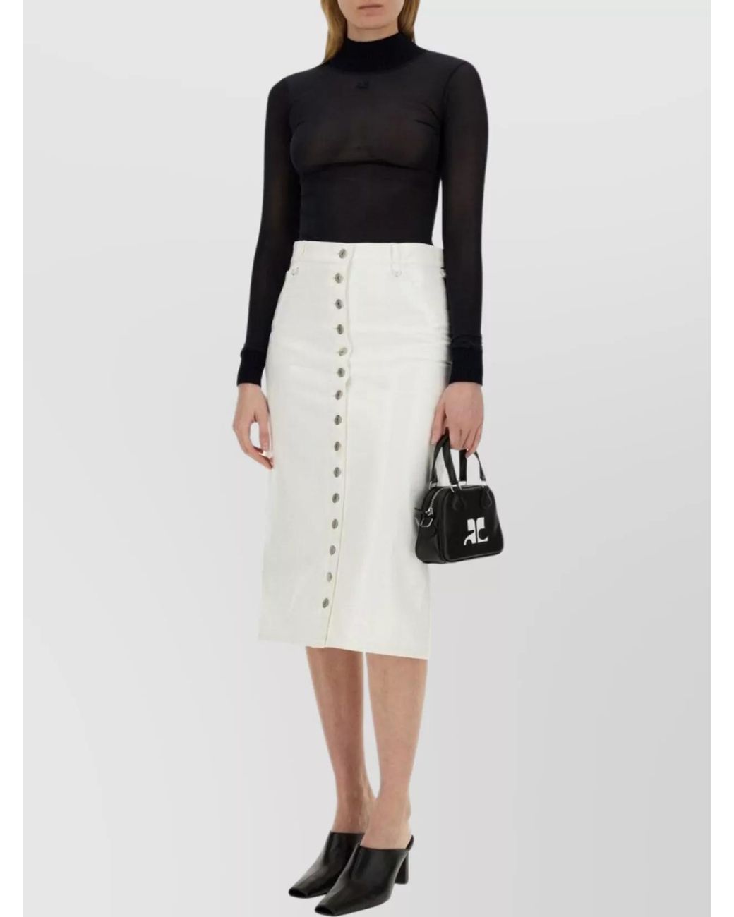 Courreges White High-Waisted Mini Skirt With Buttons
