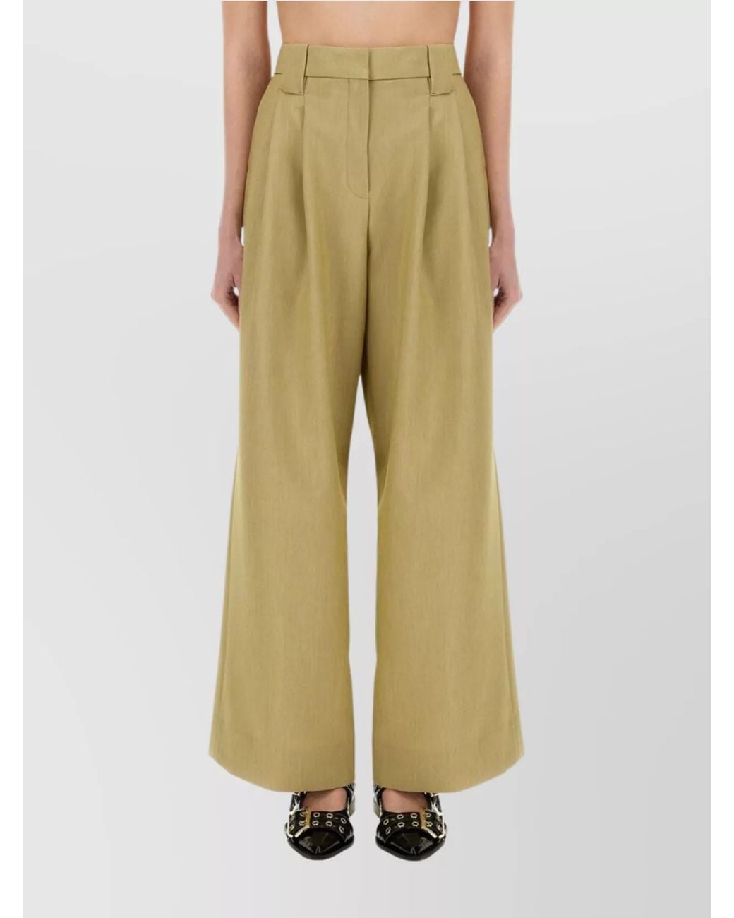 Ganni Green Wide Trousers