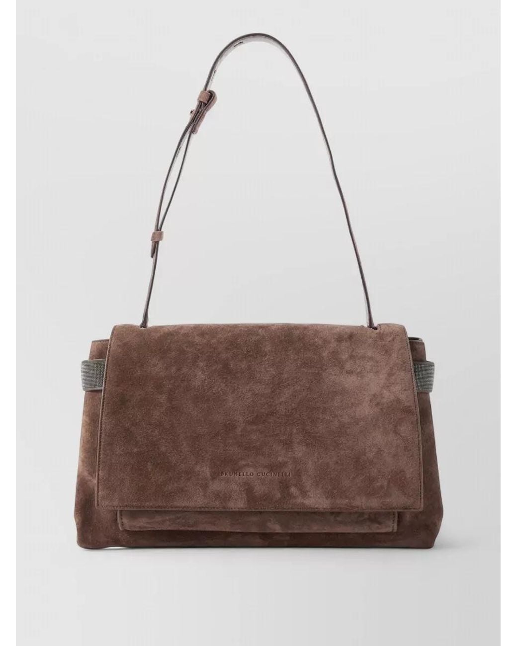 Brunello Cucinelli Brown Monili Suede Clutch Bag