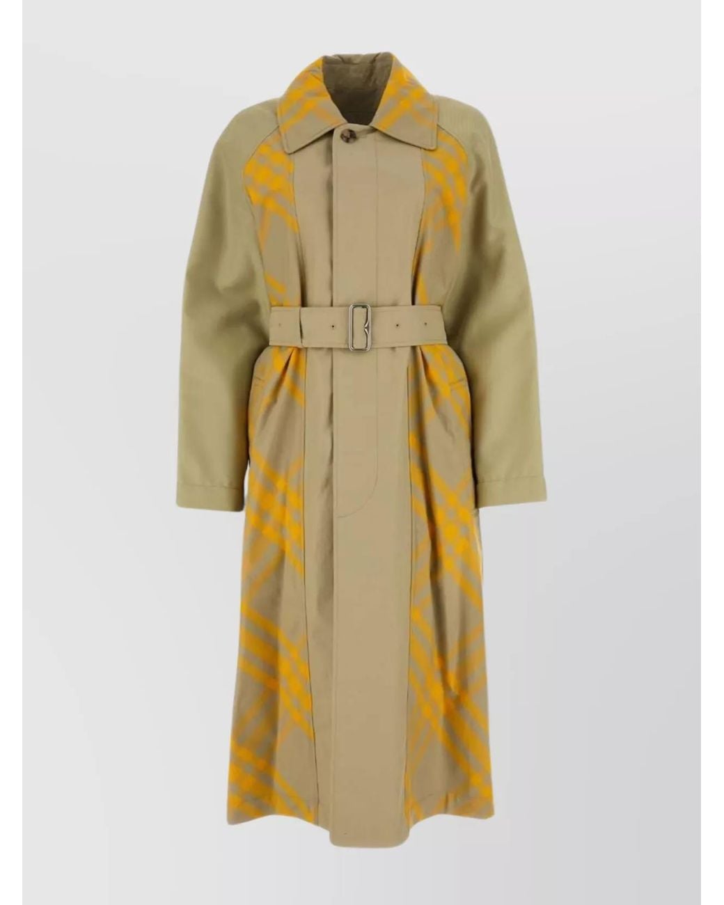 Burberry Yellow Reversible Checked Cotton Trench Coat