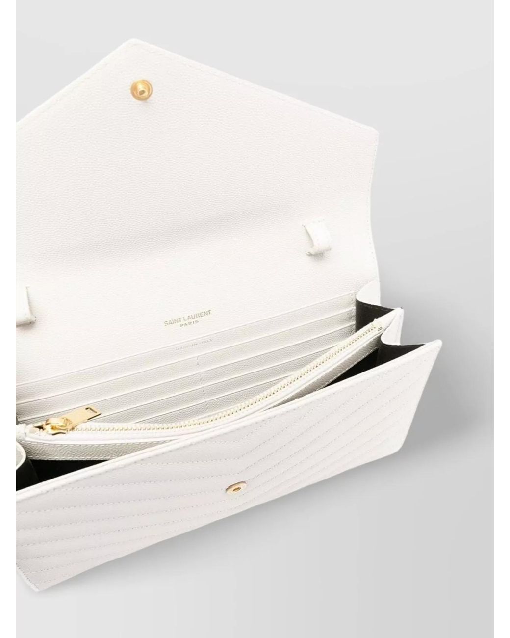 Saint Laurent Natural Cassandre Leather Clutch Bag