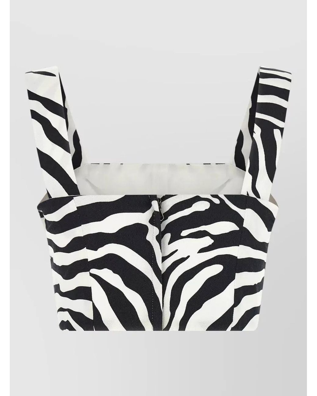 Dolce & Gabbana Metallic Zebra Print Cropped Square Neck Bustier Top
