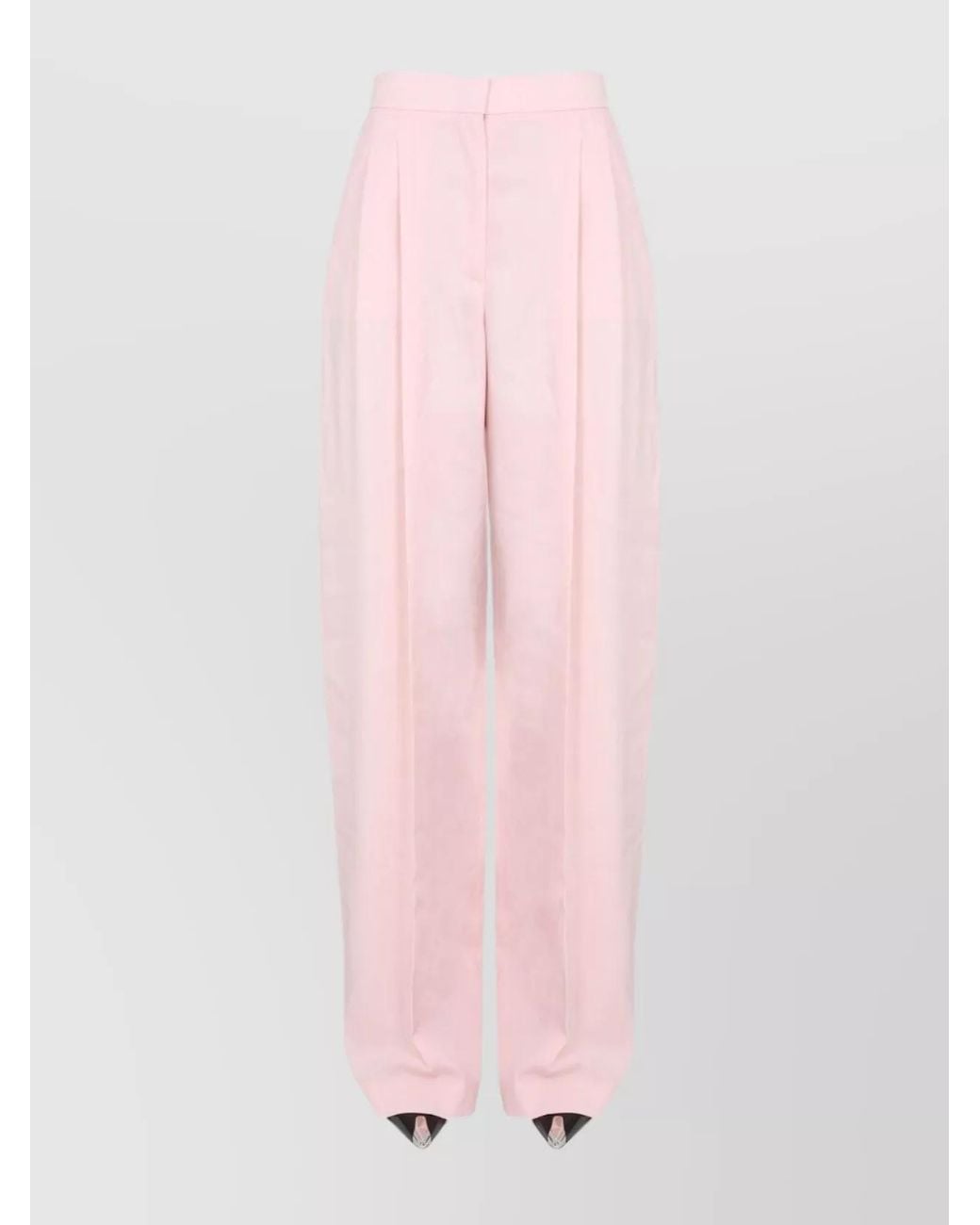 McQueen Pink Wool Wide-Leg Trousers