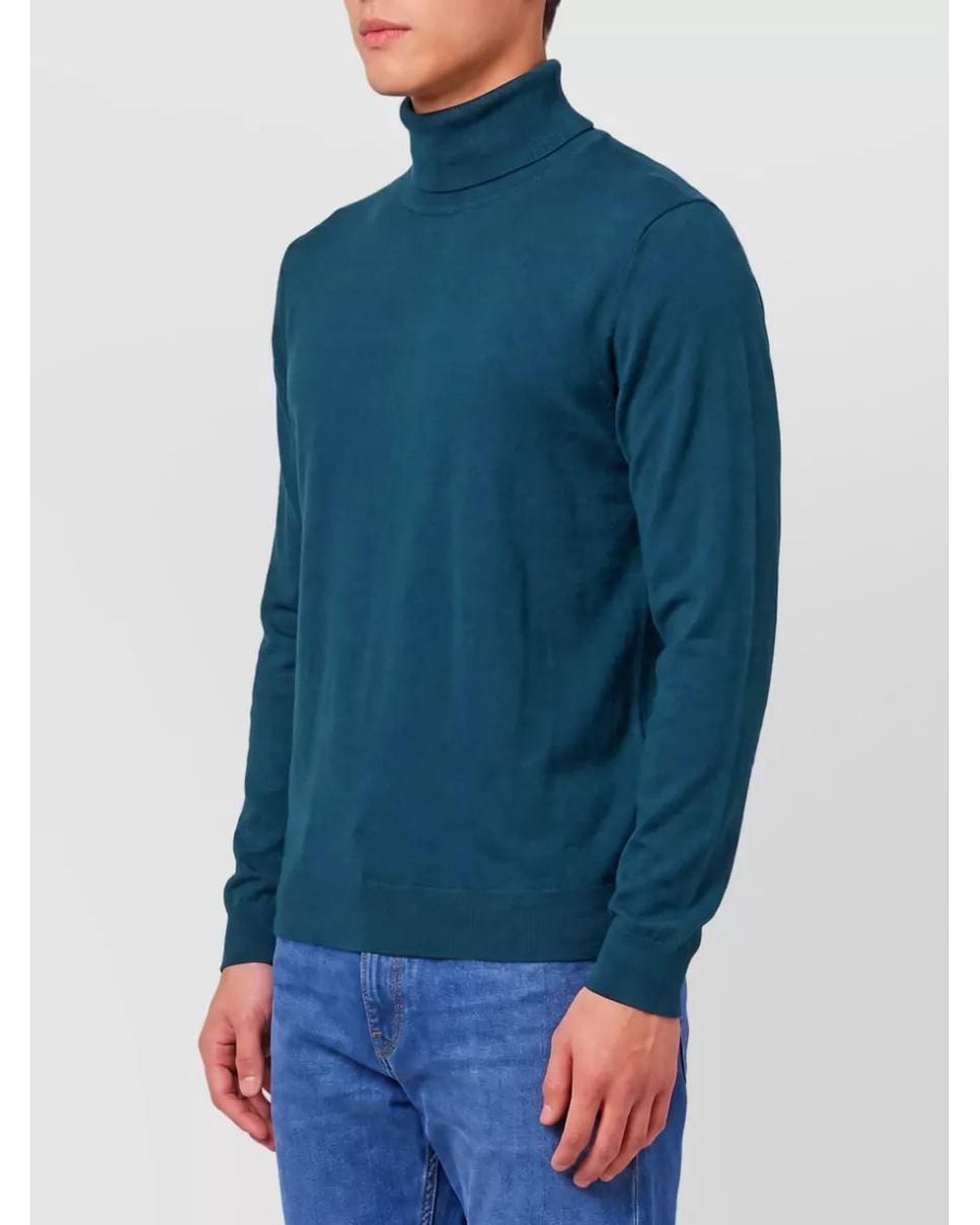 John Smedley Blue Merino Wool Roll Neck Regular-Fit Jumper for men