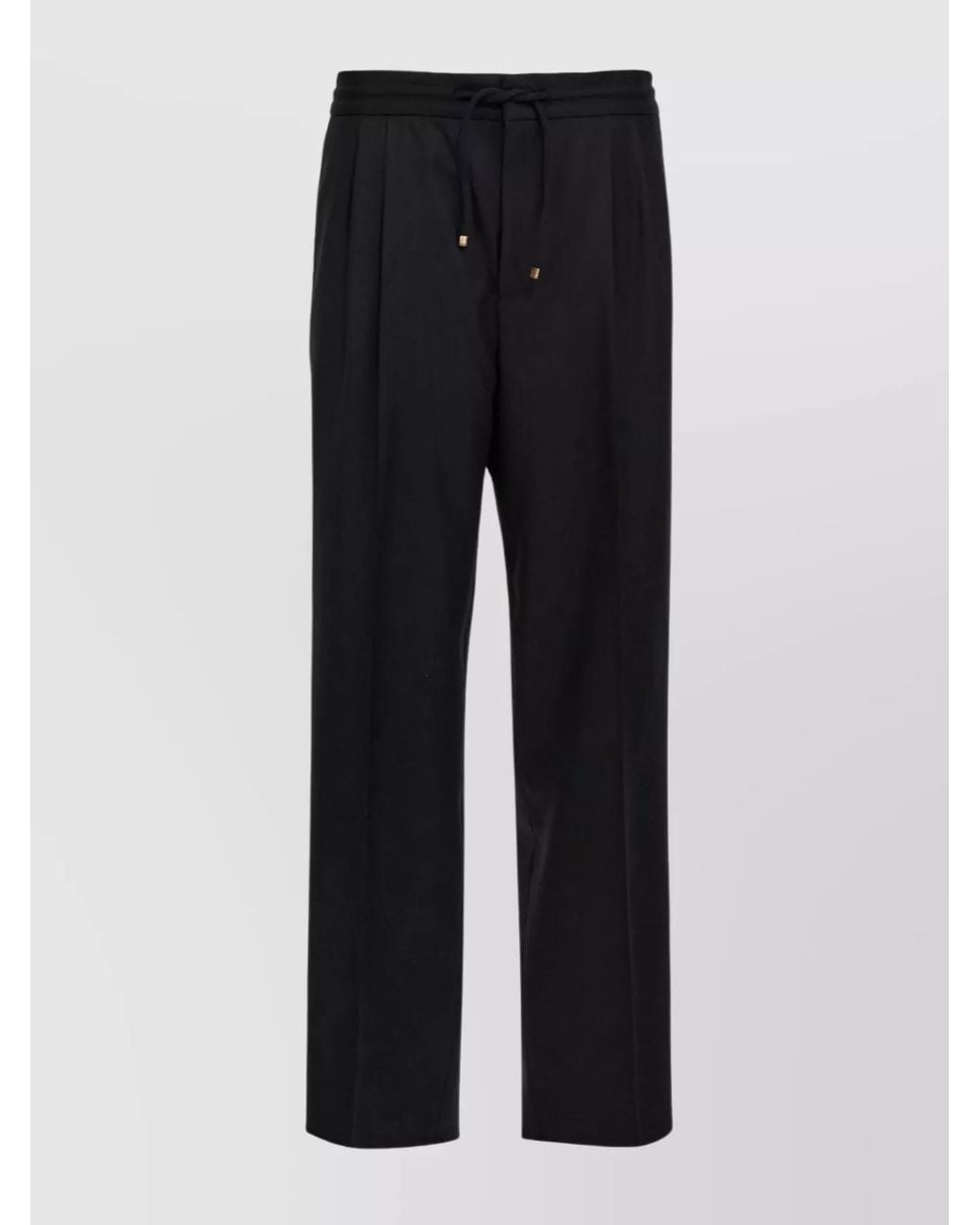 Brunello Cucinelli Black Virgin Wool Straight-Leg Trousers for men