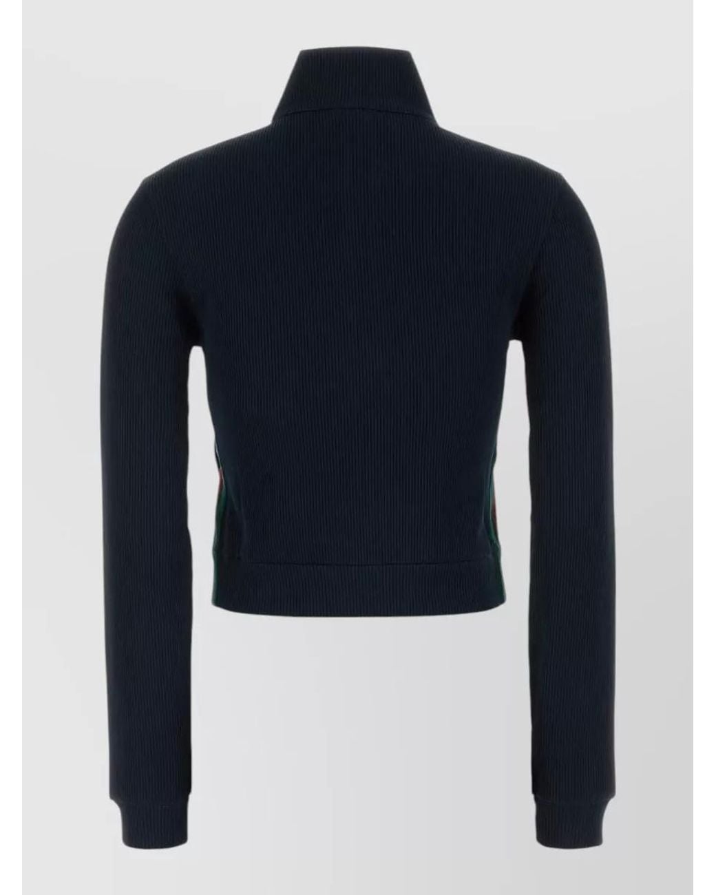 Gucci Blue Ribbed High-Neck Cropped Jacket