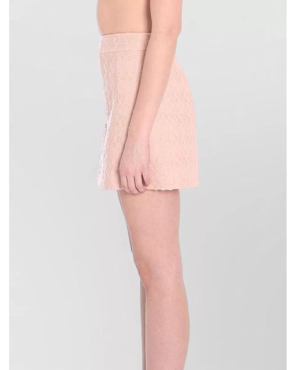 Céline Pink Wool Blend Textured Mini A-Line Skirt