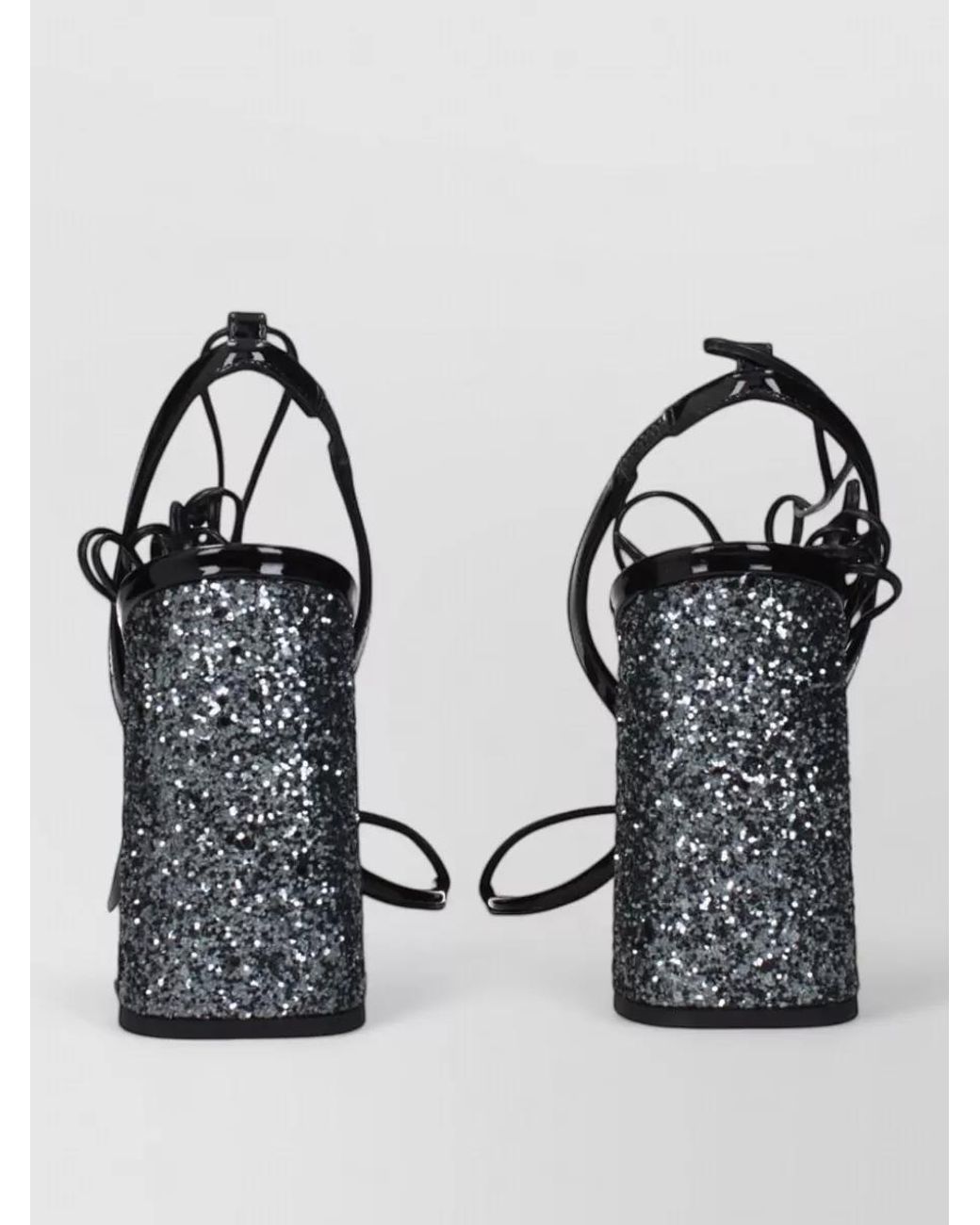 Miu Miu Black Patent Leather Lace-Up Sandals
