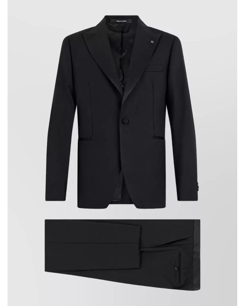 Tagliatore Black Virgin Wool Single-Breasted Coat for men