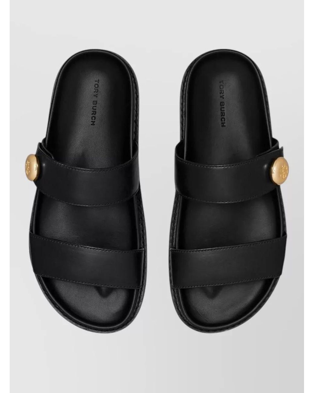 Tory Burch Black Leather Slide Sandals