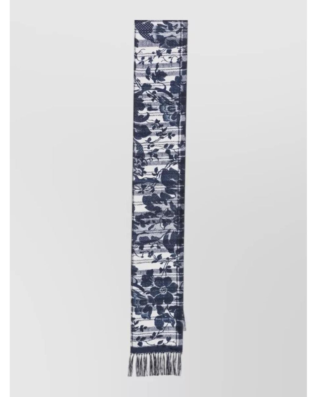 Pierre Louis Mascia Blue Silk Floral-Print Scarf