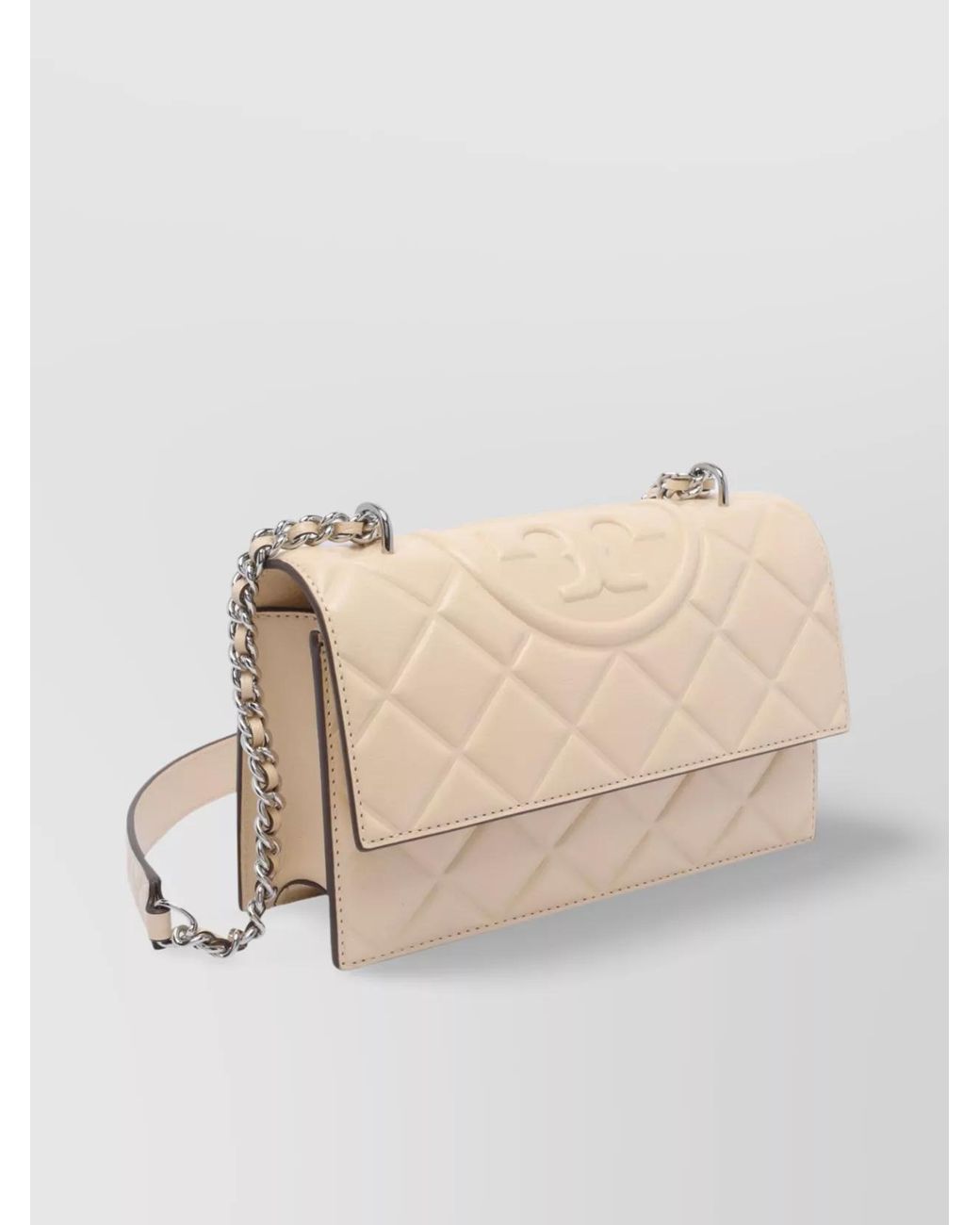 Tory Burch Natural Fleming Small Leather Shoulder Bag