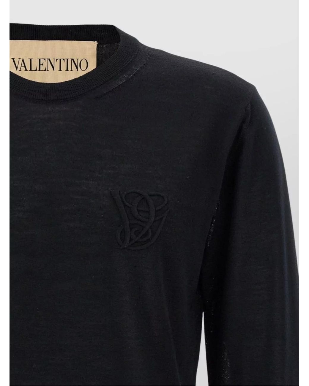 Valentino Garavani Blue Logo-Embroidery Wool Jumper for men