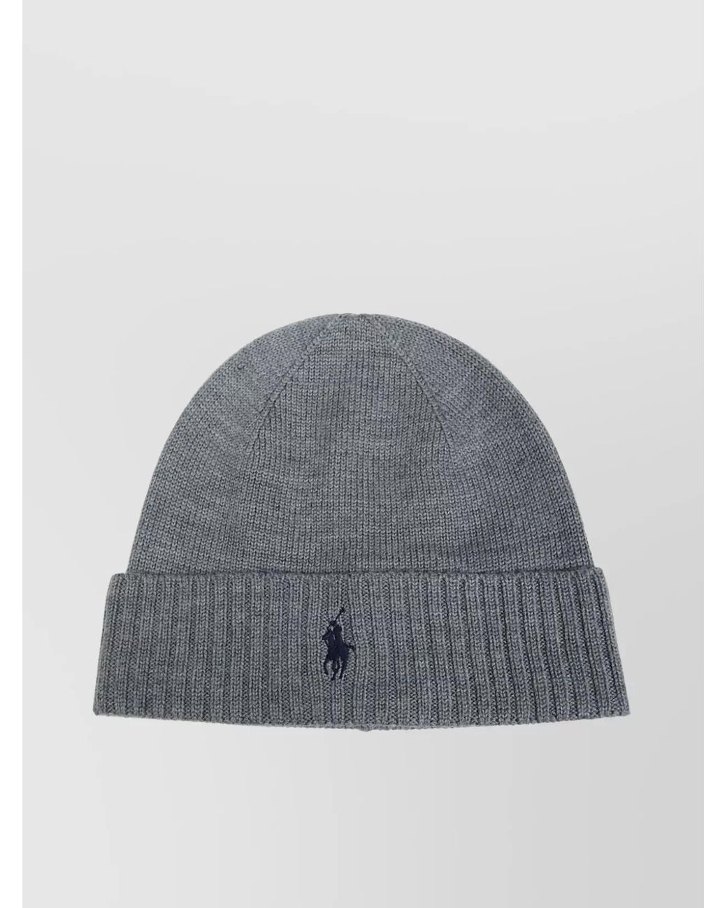 Polo Ralph Lauren Gray Knit Beanie Ribbed Cuff for men