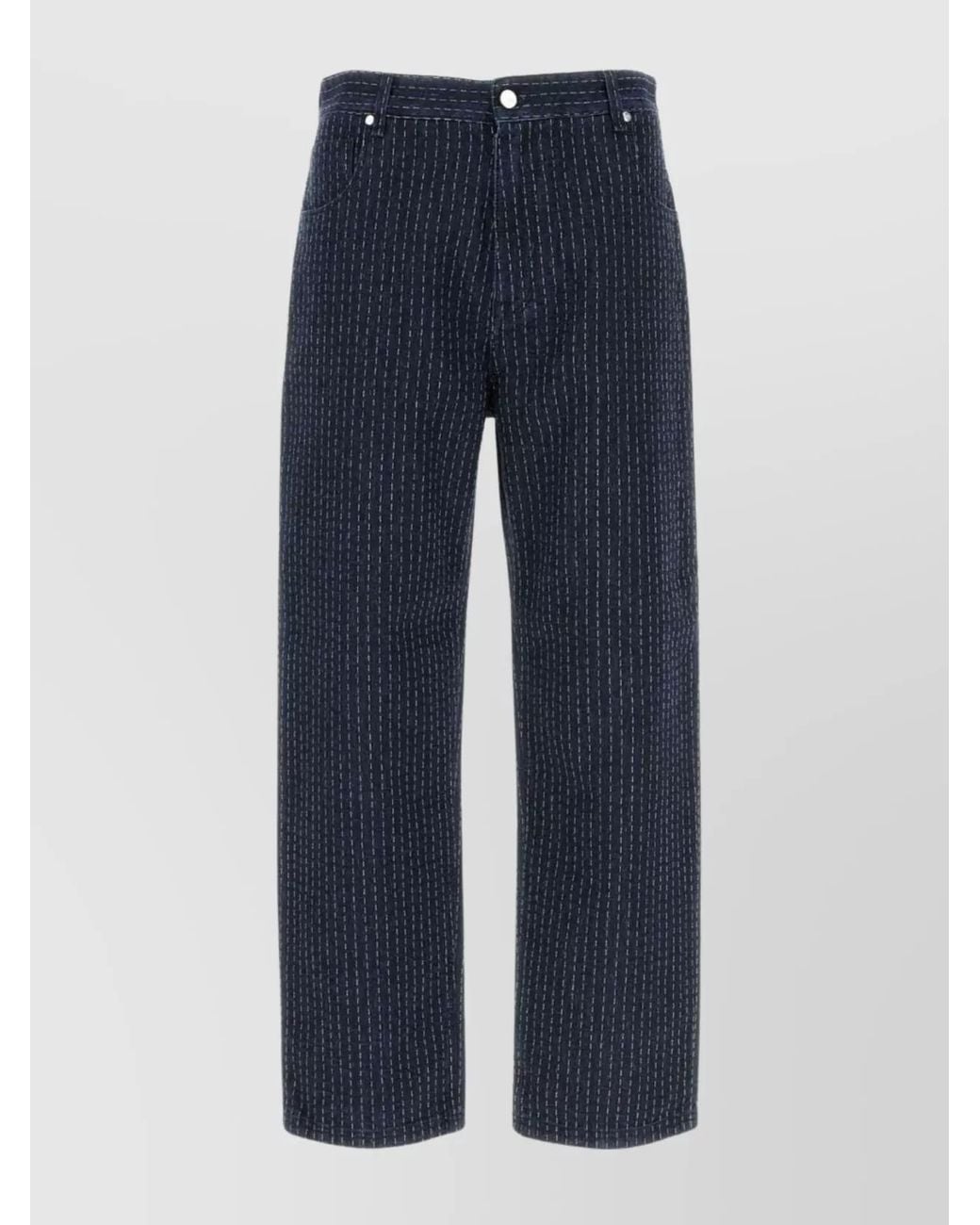 Fendi Blue Embroidered Denim Straight-Leg Jeans for men