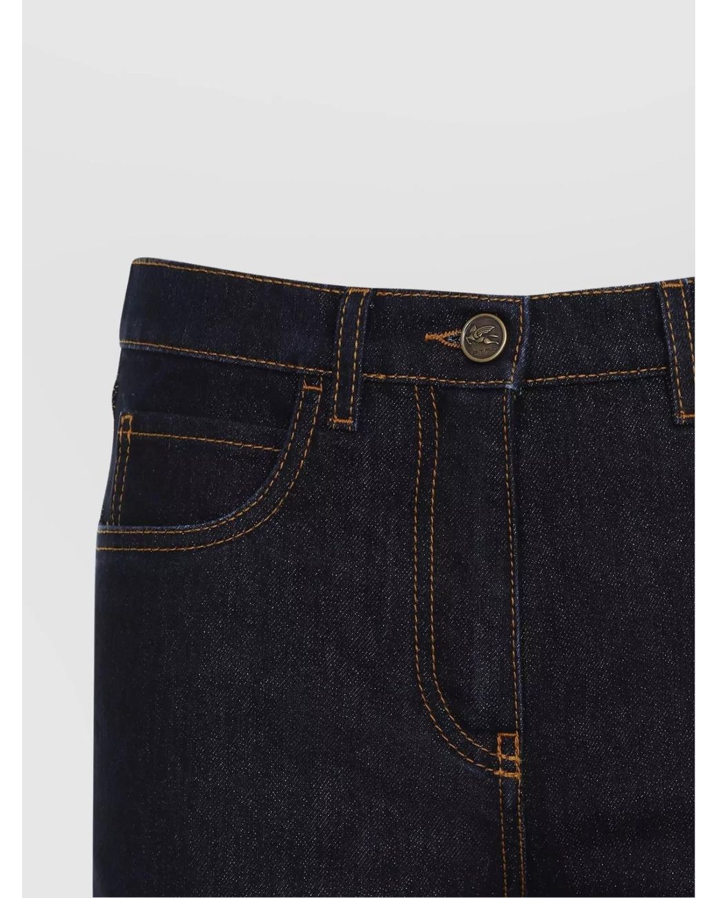 Etro Blue Lurex Straight-Leg Jeans
