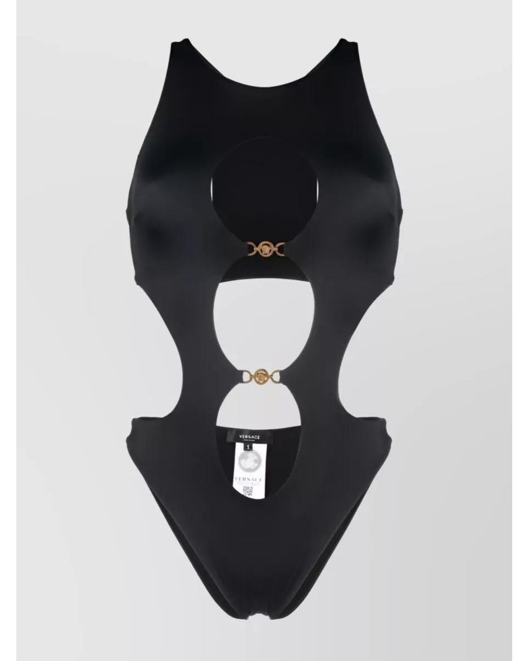 Versace Black Cutout One-Piece Swimsuit