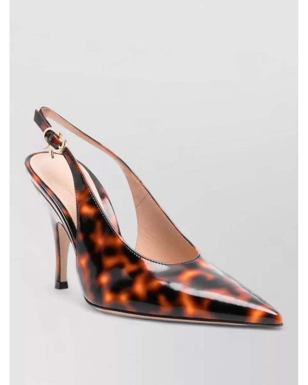Gianvito Rossi White Leather Patent Slingback Pumps