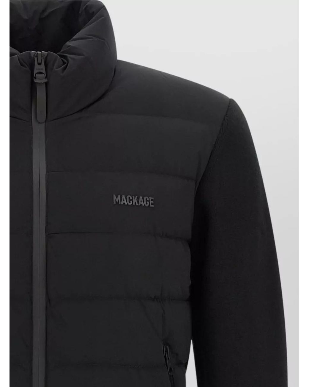 Mackage Black Quilted High Neck Padded Cardigan for men