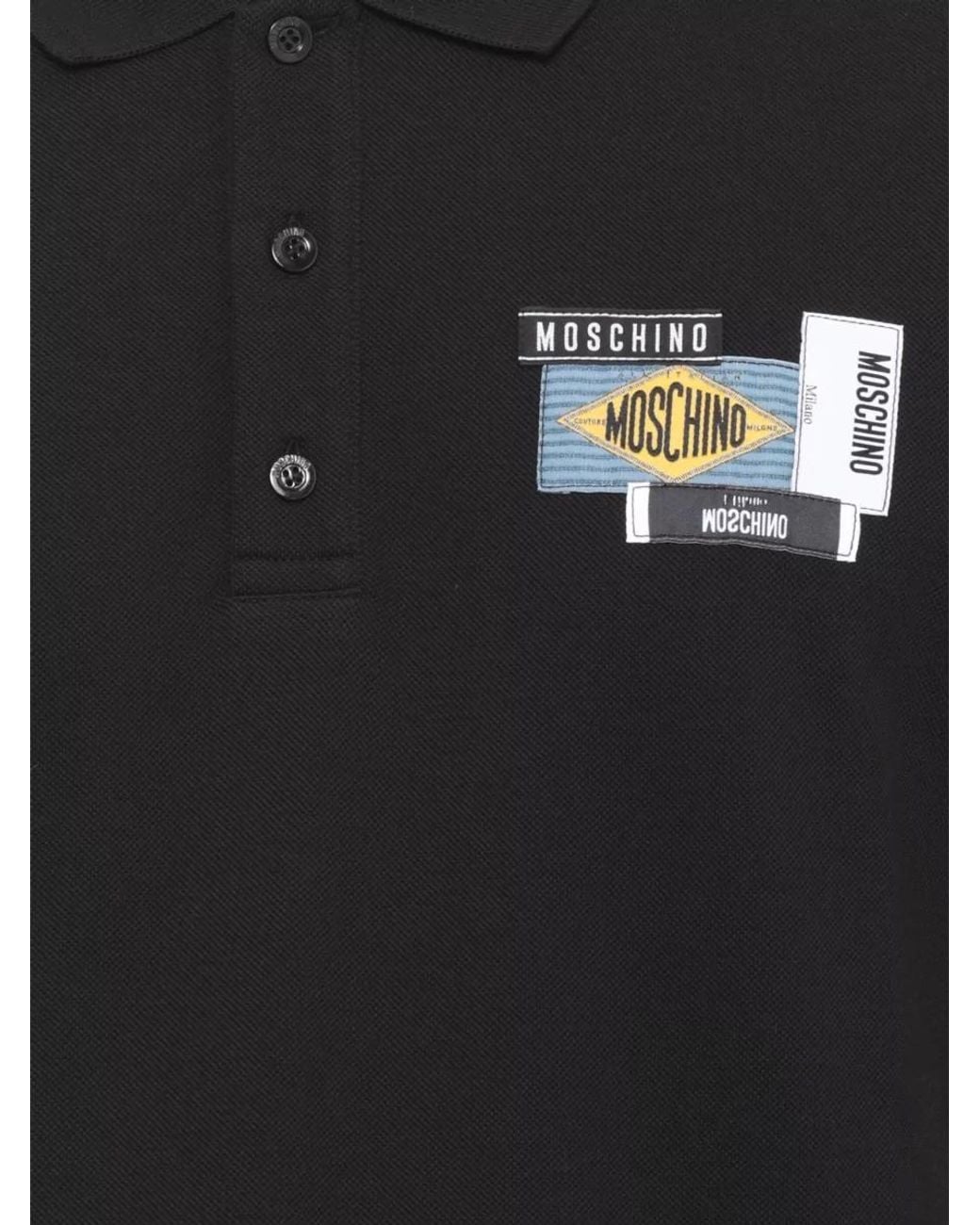 Moschino Black Cotton Piqué Polo Shirt for men