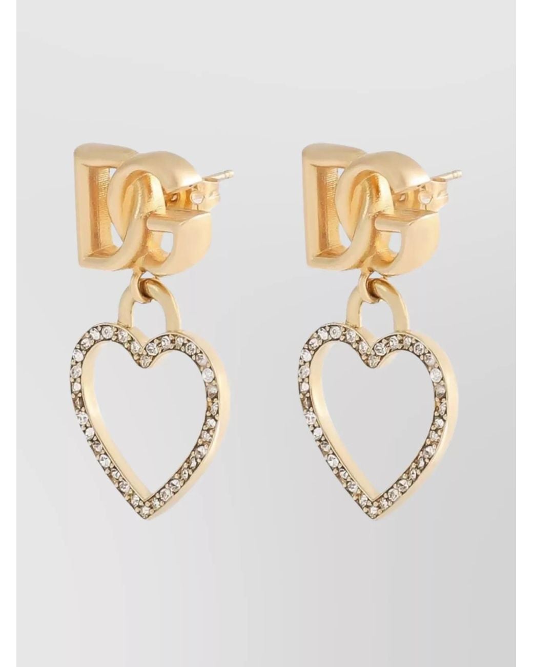 Dolce & Gabbana White Crystal-Embellished Heart Pendant Earrings