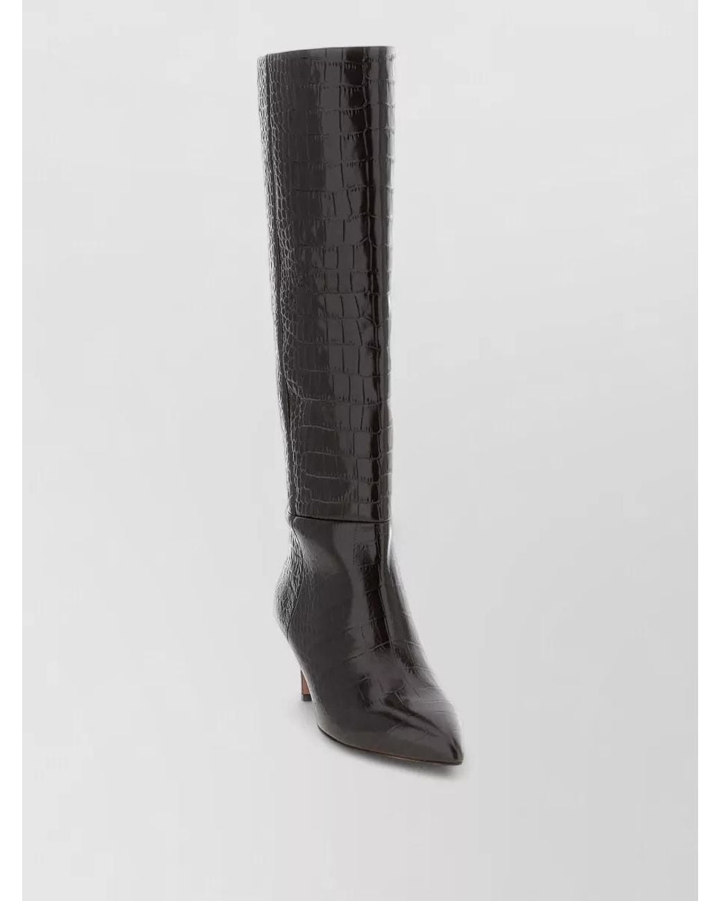 Paris Texas White Leather Croc-Effect Knee-High Boots