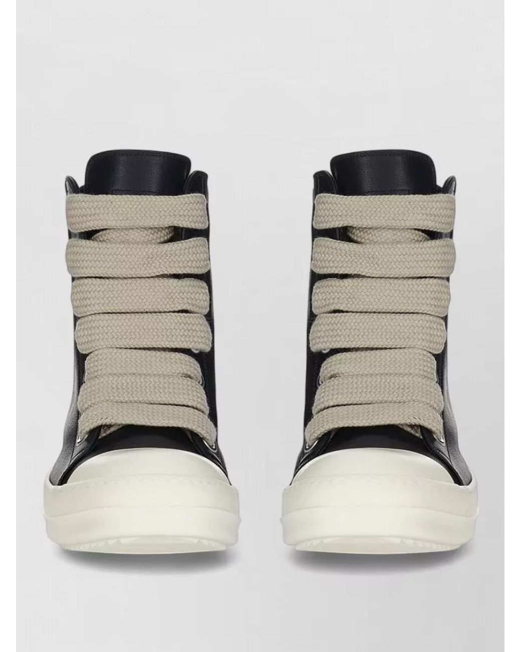 Rick Owens Black Leather High-Top Sneakers