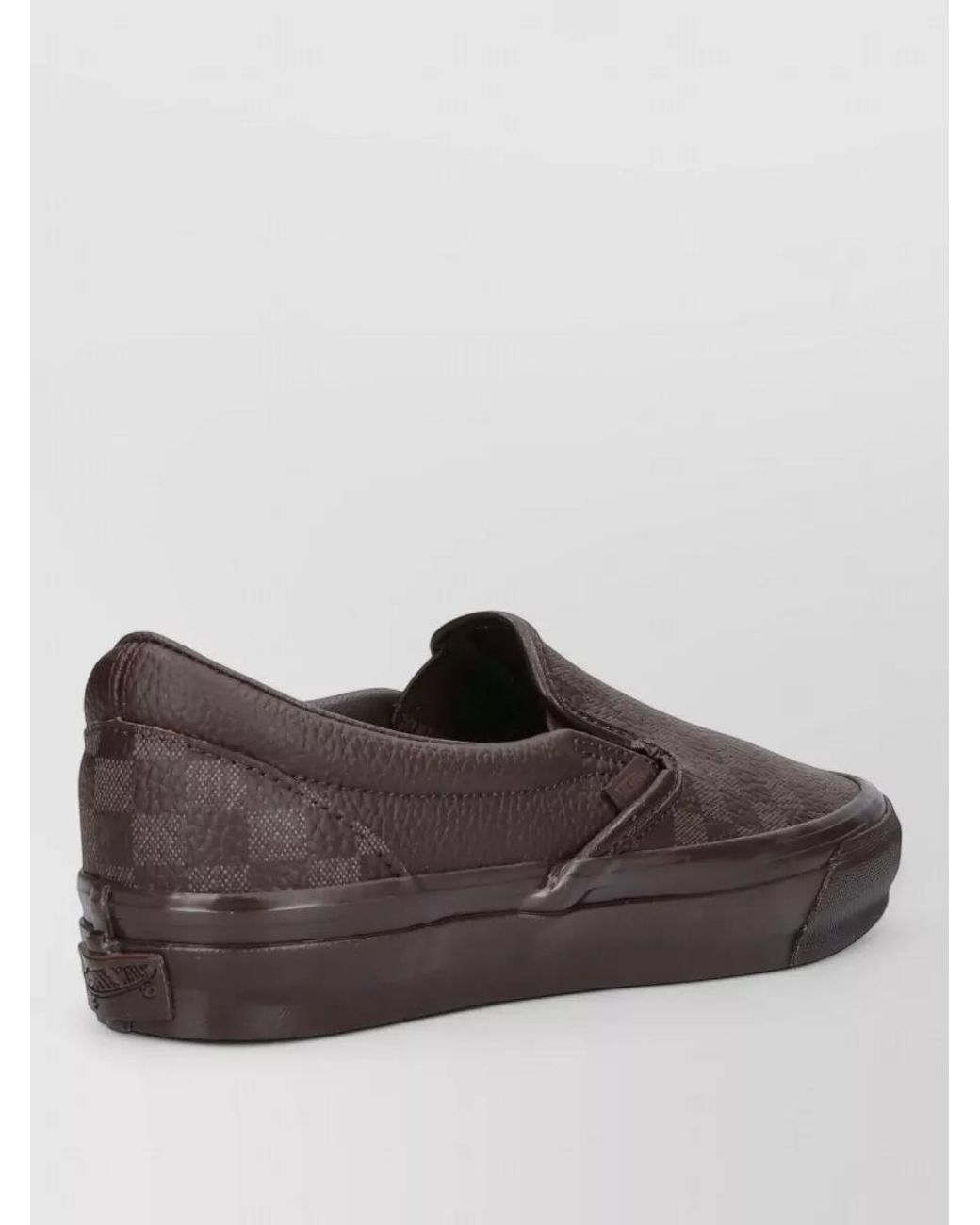 Vans Brown Leather Checkerboard Slip-On Sneakers