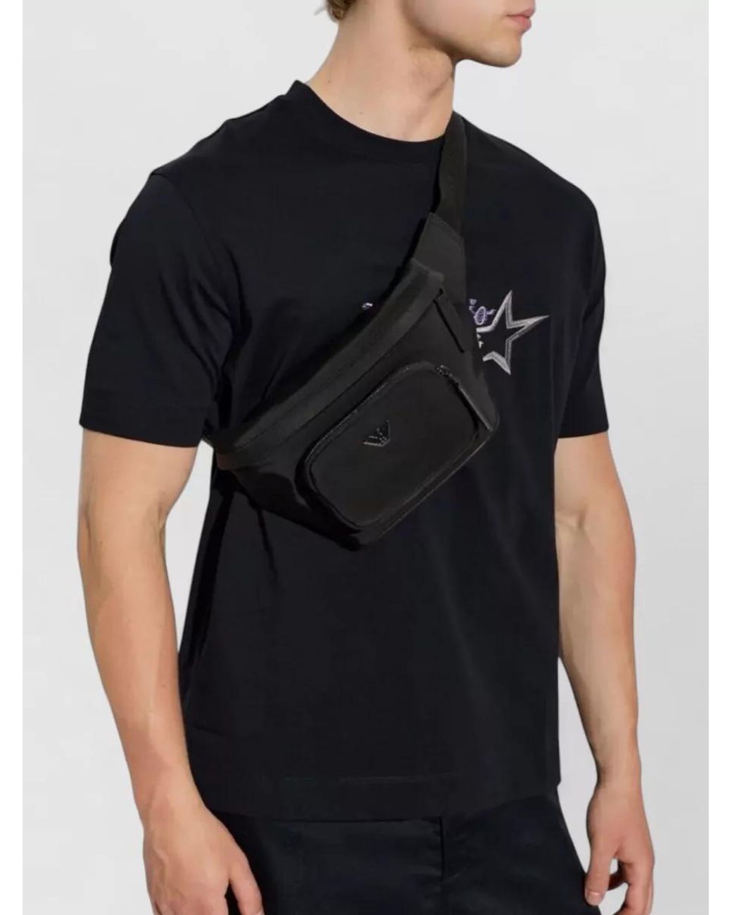 Emporio Armani Black Logo Belt Bag for men