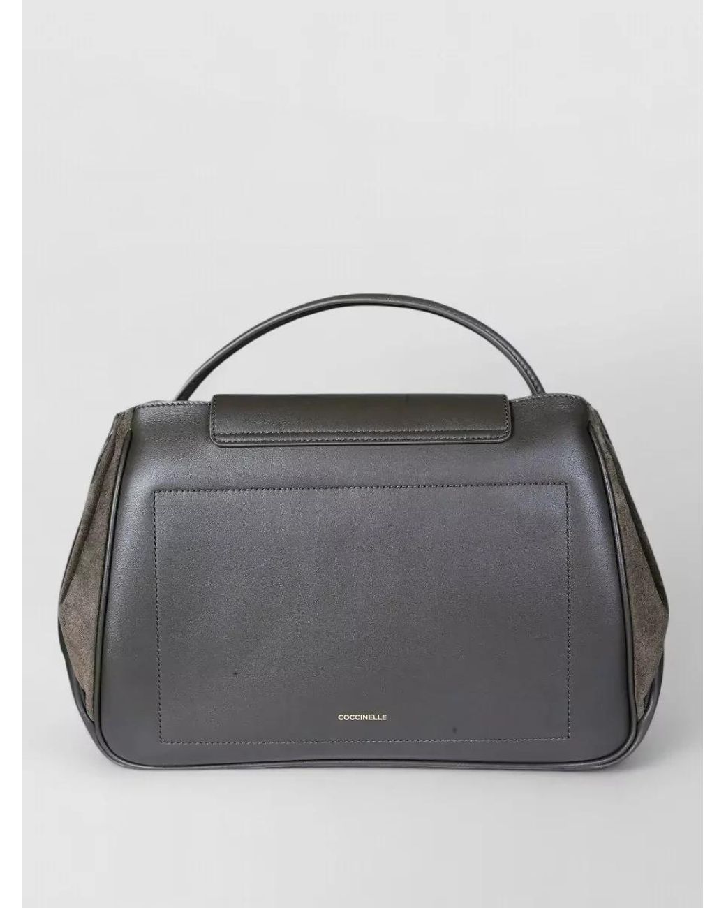 Coccinelle Gray Leather Suede-Paneled Shoulder Bag